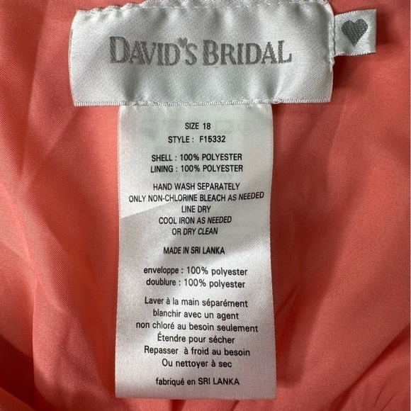 NWT David’s Bridal One Chiffon Shoulder Bridesmaid Dress With Petal. Siz… - Picture 5 of 7
